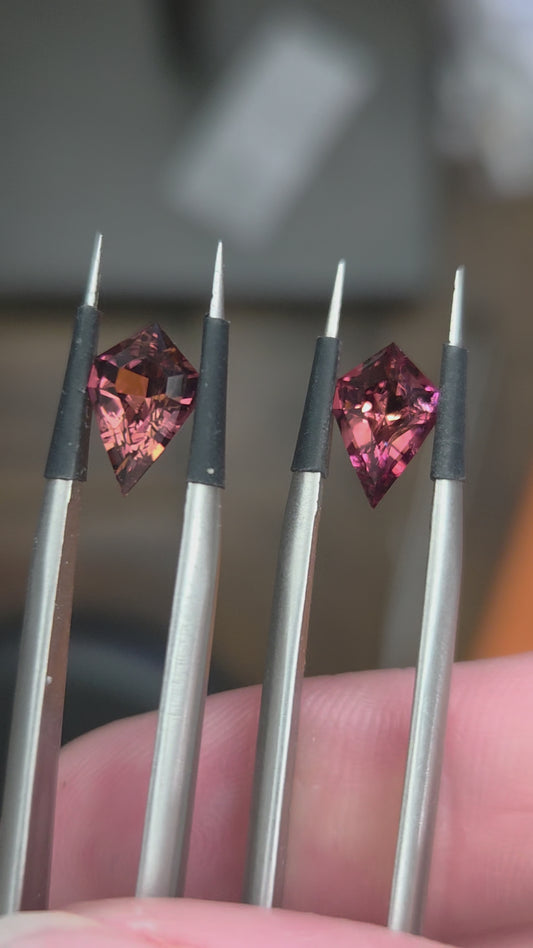 1.03 & 1.05 Ct Matching Pink Tourmaline Kite Pair