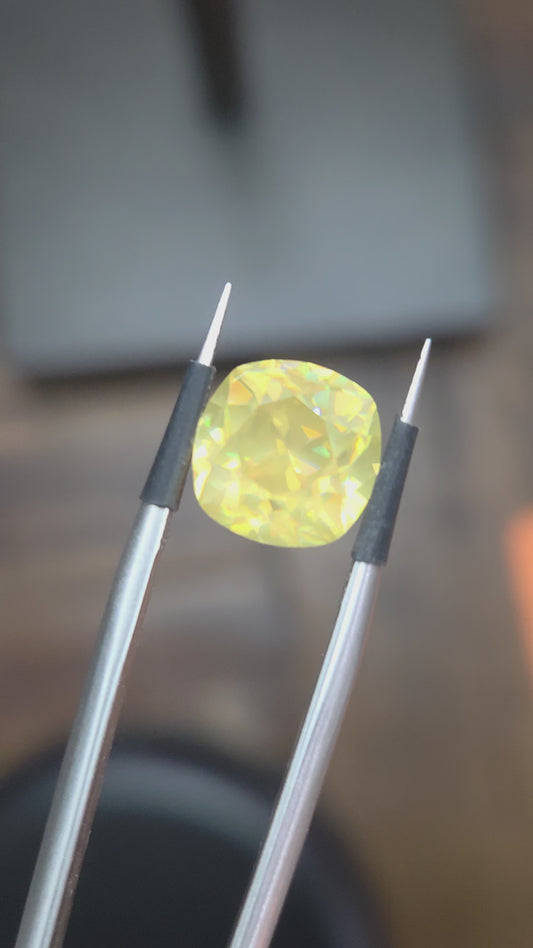 5.17 Ct Yellow Rutile Cushion
