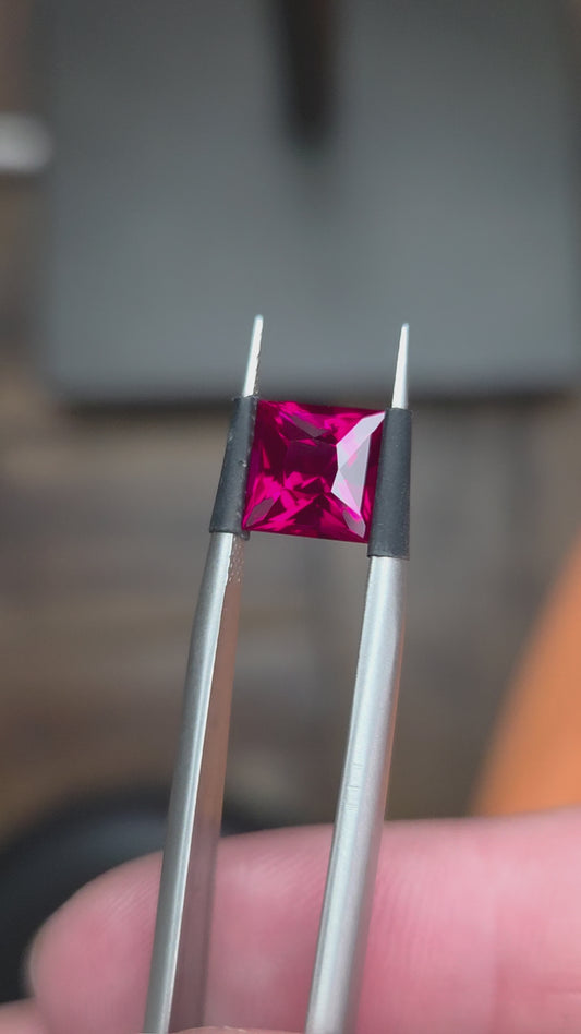 2.31 Ct Red/Pink Synthetic Ruby Princess Cut