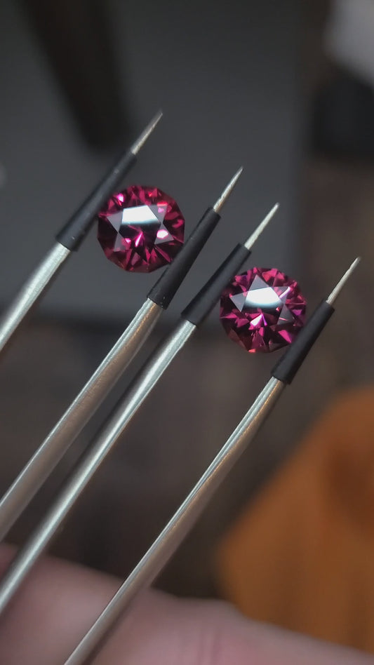 1.87 Ct & 1.83 Ct Matching Pink Rhodolite Garnet Rounds